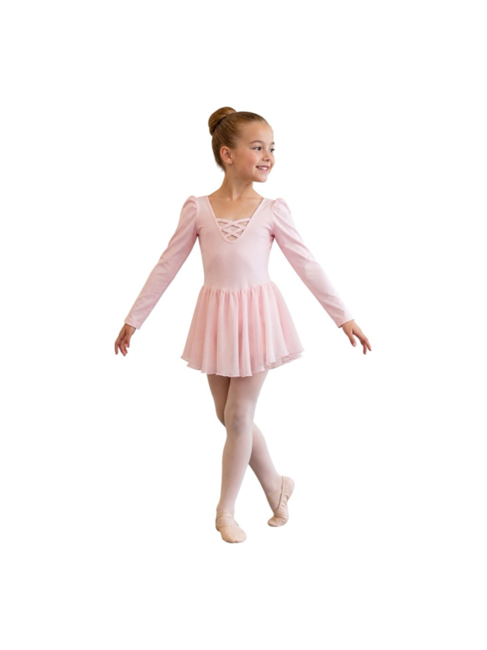 Arshiner Girls Pink Long Sleeve Ballet Leotard Dress Size 140 (US 9-10) Dance